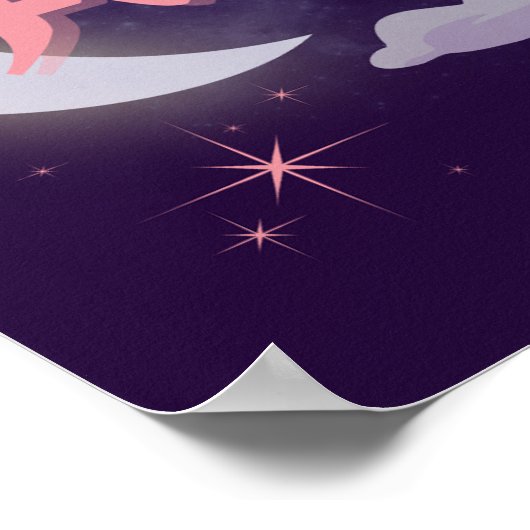 Ram Hemelse Maan Wolk Sterren Astrologie Kunst Poster (Hoek)