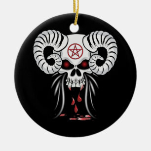 Ram Horned Skull Keramisch Ornament