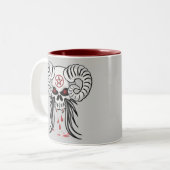 Ram Horned Skull Tweekleurige Koffiemok (Voorkant links)