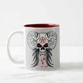 Ram Horned Skull Tweekleurige Koffiemok (Links)
