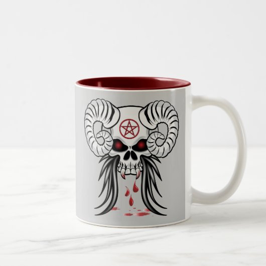 Ram Horned Skull Tweekleurige Koffiemok (Rechts)