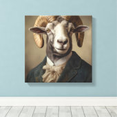 Ram in een pak | Dierenkunst | Dier in een pak Canvas Afdruk (Insitu (Houten vloer))
