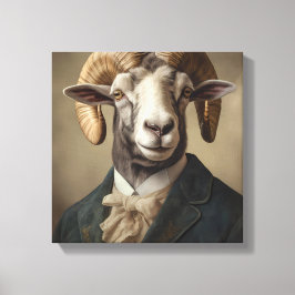 Ram in een pak | Dierenkunst | Dier in een pak Canvas Afdruk