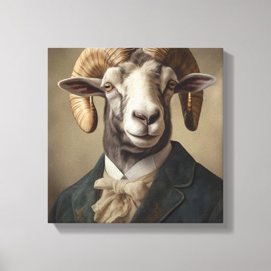 Ram in een pak | Dierenkunst | Dier in een pak Canvas Afdruk (Voorkant)