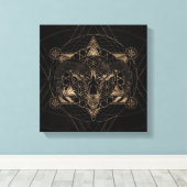 Ram in Heilige Geometrie - Zwart en Goud Canvas Afdruk (Insitu (Houten vloer))