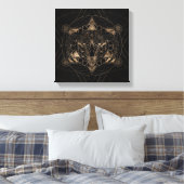 Ram in Heilige Geometrie - Zwart en Goud Canvas Afdruk (Insitu (Slaapkamer))