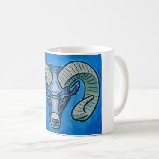 Ram in sky blue koffiemok (Voorkant rechts)