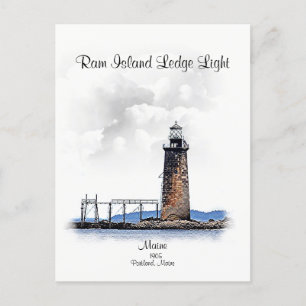 Ram Island Ledge Light-Michigan Briefkaart