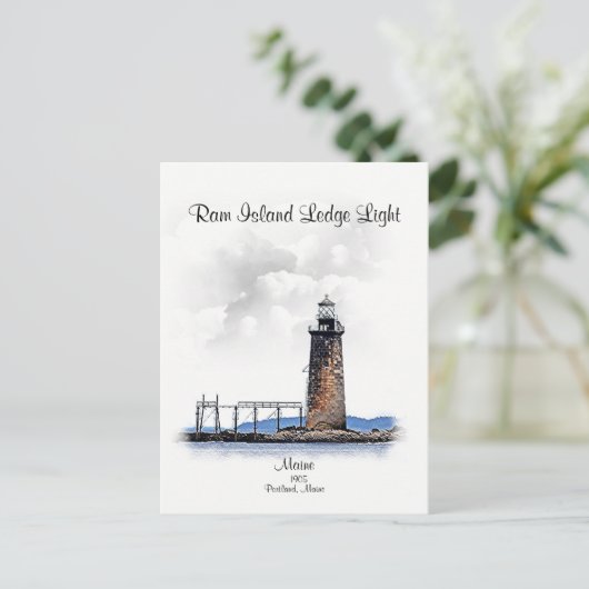 Ram Island Ledge Light-Michigan Briefkaart (Staand voorkant)