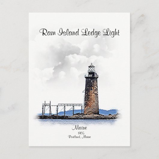 Ram Island Ledge Light-Michigan Briefkaart (Voorkant)