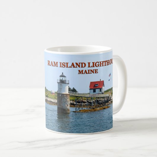 Ram Island Lighthouse, Boothbay Harbour Maine Mok (Voorkant rechts)