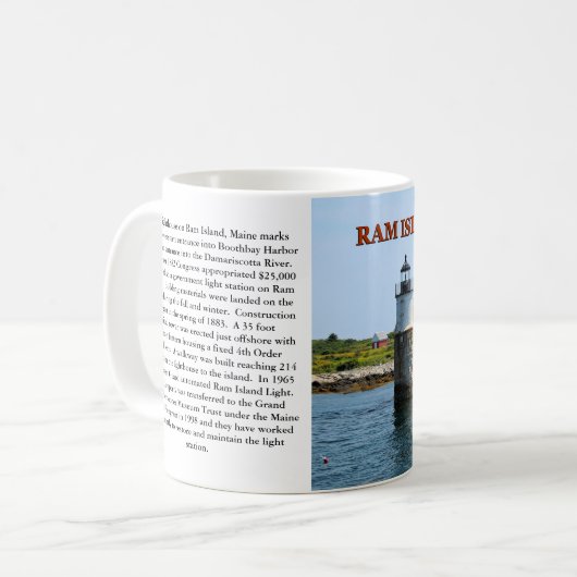 Ram Island Lighthouse, Boothbay Harbour Maine Mok (Voorkant links)