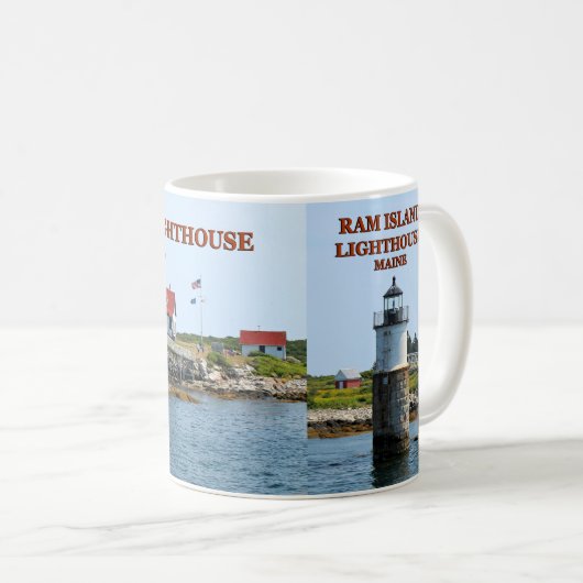 Ram Island Lighthouse, Boothbay Harbour Maine Mok (Voorkant rechts)