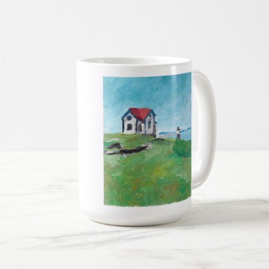 Ram Island Lighthouse, Maine, Large Coffee Mok (Voorkant rechts)