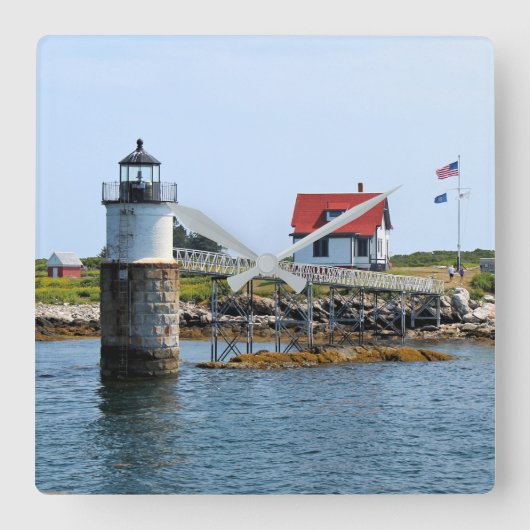 Ram Island Lighthouse, Maine Square Wall Clock Vierkante Klok (Voorkant)