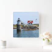 Ram Island Lighthouse, Maine Square Wall Clock Vierkante Klok (Huis)