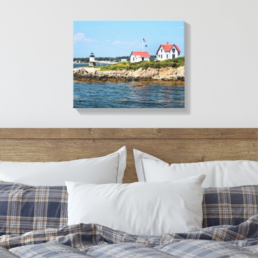Ram Island Lighthouse, Maine Wrapped Canvas Print (Insitu (Slaapkamer))
