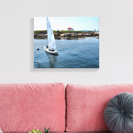 Ram Island Lighthouse, Maine Wrapped Canvas Print (Insitu (Woonkamer))