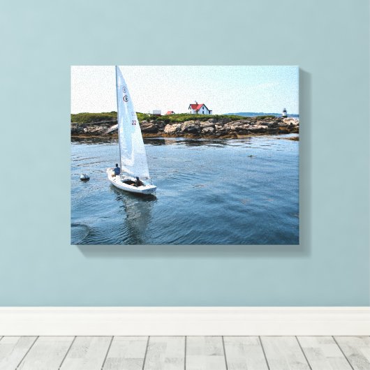 Ram Island Lighthouse, Maine Wrapped Canvas Print (Insitu (Houten vloer))