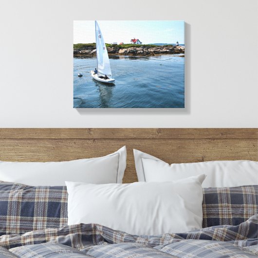 Ram Island Lighthouse, Maine Wrapped Canvas Print (Insitu (Slaapkamer))