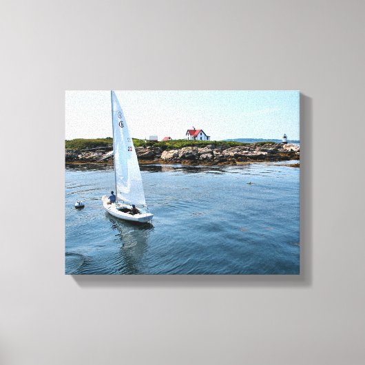 Ram Island Lighthouse, Maine Wrapped Canvas Print (Voorkant)