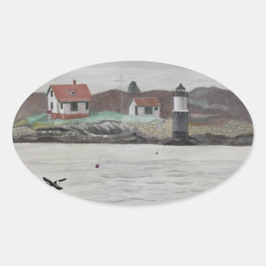 Ram Island Maine Ovale Sticker (Voorkant)