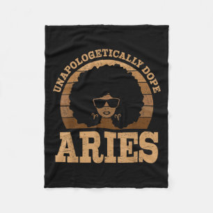 Ram Koningin Afro Haar Zwart Vrouw Zodiac Teken Fleece Deken