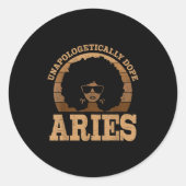 Ram Koningin Afro Haar Zwart Vrouw Zodiac Teken Ronde Sticker (Voorkant)