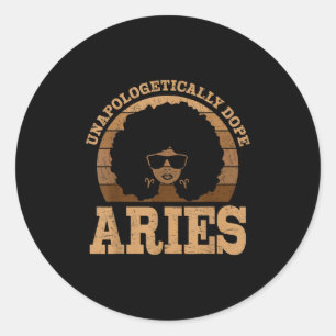 Ram Koningin Afro Haar Zwart Vrouw Zodiac Teken Ronde Sticker