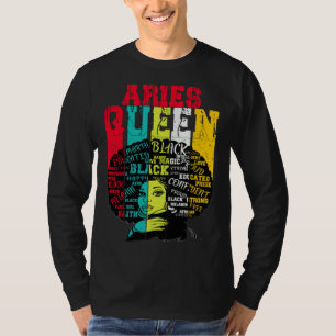 Ram Koningin Ram Trots Zwarte Vrouw Afro Horoscoop T-shirt