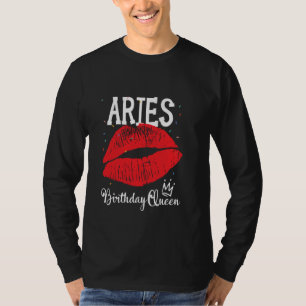 Ram Koningin Rode Lippen Sterrenbeeld Verjaardag K T-shirt