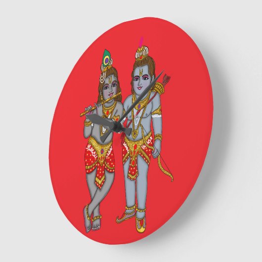 Ram & Krishna wandklok (Hoek)