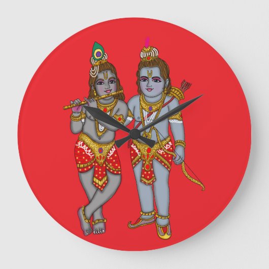 Ram & Krishna wandklok (Voorkant)