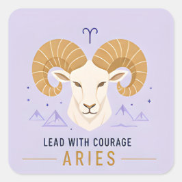 Ram Leidt Met Moed Kleurrijke Zodiac Astrologie Vierkante Sticker