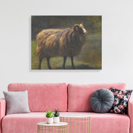 Ram (Mannelijk Schaap) op het Boerderij (door Rosa Canvas Afdruk (Insitu (Woonkamer))