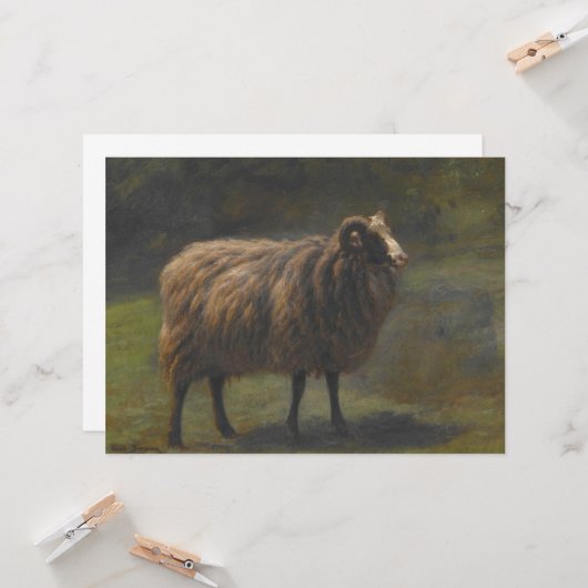 Ram (Mannelijk Schaap) op het Boerderij (door Rosa Kaart (Voorkant / Achterkant in situ)