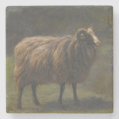 Ram (Mannelijk Schaap) op het Boerderij (door Rosa Stenen Onderzetter (Voorkant)