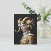 Ram Mask Masquerade Kostuum Briefkaart (Staand voorkant)