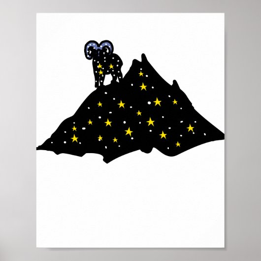 Ram op Space Mountain | Kosmische Silhouet Poster (Voorkant)