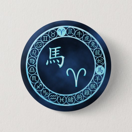 Ram/paard Ronde Button 5,7 Cm (Voorkant)