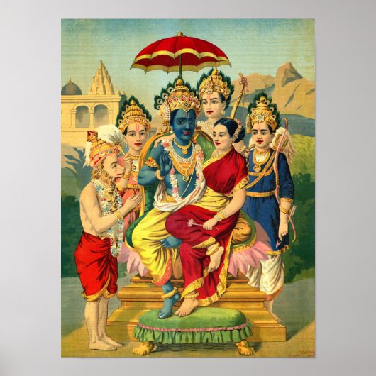 Ram Panchayatan door Raja Ravi Varma Poster (Voorkant)