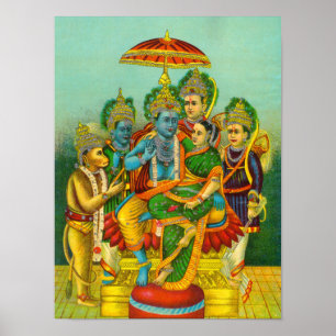 Ram Panchayatan Embellised door Raja Ravi Varma Poster