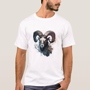 Ram Portret Dierlijke Schilderij Wildlife Outdoors T-shirt