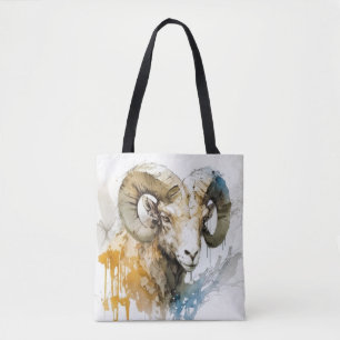 Ram Portret Dierlijke Schilderij Wildlife Outdoors Tote Bag