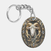 Ram Ram, Diamant en Goud Gepersonaliseerd Sleutelhanger (Voorkant Links)