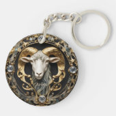 Ram Ram, Diamant en Goud Gepersonaliseerd Sleutelhanger (Achterkant)