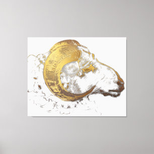 Ram Ram met gouden hoorns Canvas