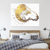 Ram Ram met gouden hoorns Canvas Afdruk (Insitu (Slaapkamer))