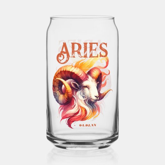 Ram Ram Waterverf sterrenbeeld Verjaardag Blikvorm Glas (Voorkant)