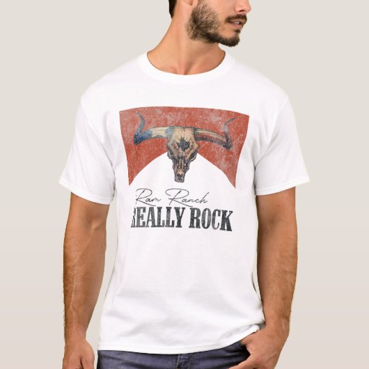 Ram Ranch Echt Rock Bull Skull Western Land T-shirt (Voorkant)